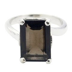 Luna Brown Solitaire Ring Elegant Silver Gemstone smoky quartz Brown