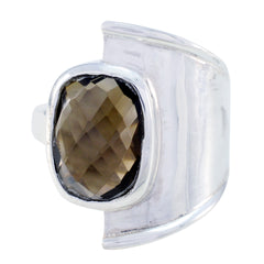 Antonia Brown Solitaire Ring with Silver Setting smoky quartz Brown