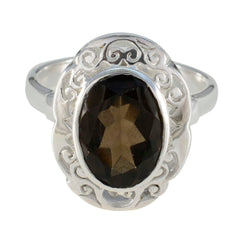 Alina Filigree Brown Solitaire Ring Smoky Quartz Brown
