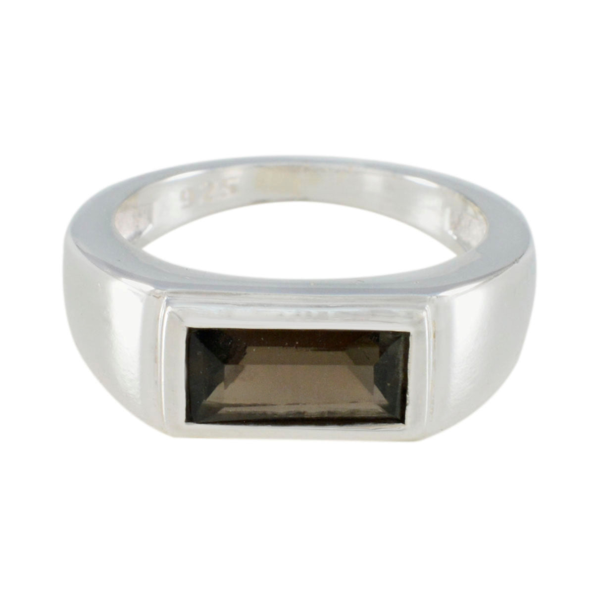 Natcha Brown Solitaire Ring for Women in Silver Smoky Quartz Brown