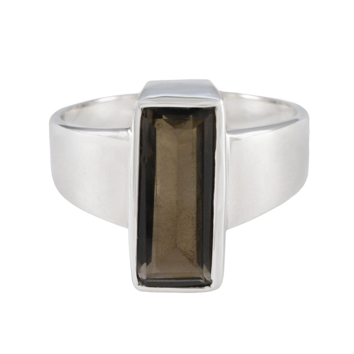 Paula Brown Solitaire Ring for Women in Silver Smoky Quartz Brown