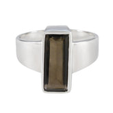 Paula Brown Solitaire Ring for Women in Silver Smoky Quartz Brown