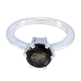 Hannah Brown Solitaire Ring for Women in Silver smoky quartz Brown