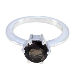 Hannah Brown Solitaire Ring for Women in Silver smoky quartz Brown
