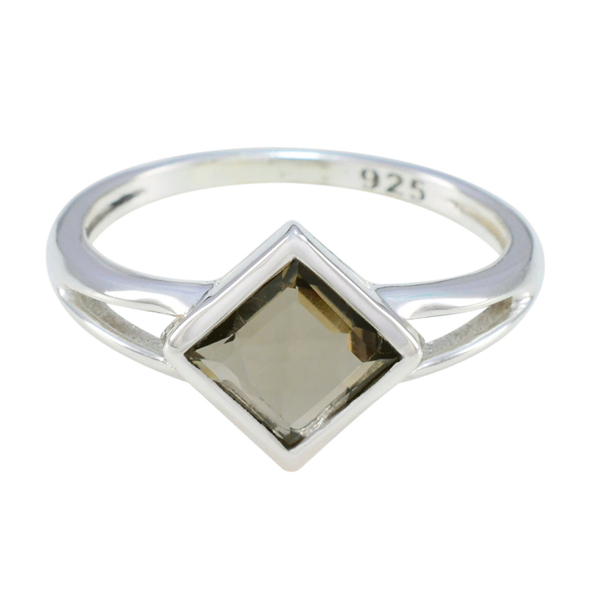 Haruka Brown Solitaire Ring for Women in Sterling Silver Smoky Quartz Brown