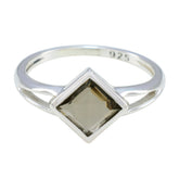 Haruka Brown Solitaire Ring for Women in Sterling Silver Smoky Quartz Brown