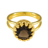 Saanvi Feminine Brown Solitaire Ring Smoky Quartz Brown