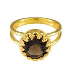 Saanvi Feminine Brown Solitaire Ring Smoky Quartz Brown