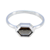 Xiu Brown Solitaire Ring with Hexagonal Gemstone smoky quartz Brown