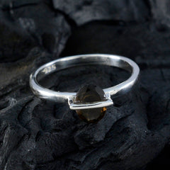 Hua Brown Solitaire Ring India with Silver Band