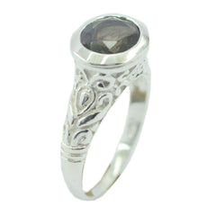 Aria Brown Solitaire Ring India with Elegant Silver Band