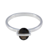 Hua Brown Solitaire Ring India with Silver Band Smoky Quartz Brown