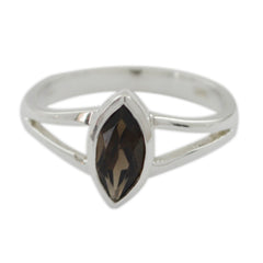 Naomi elegant brown solitaire ring with marquise-cut brown gemstone and silver band