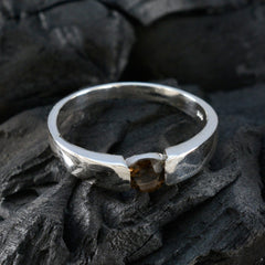 Pilar Brown Solitaire Ring with Sterling Silver Band