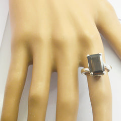 Luna Brown Solitaire Ring Elegant Silver Gemstone