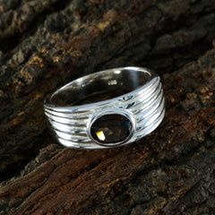 Addison Brown Solitaire Ring with Silver Band