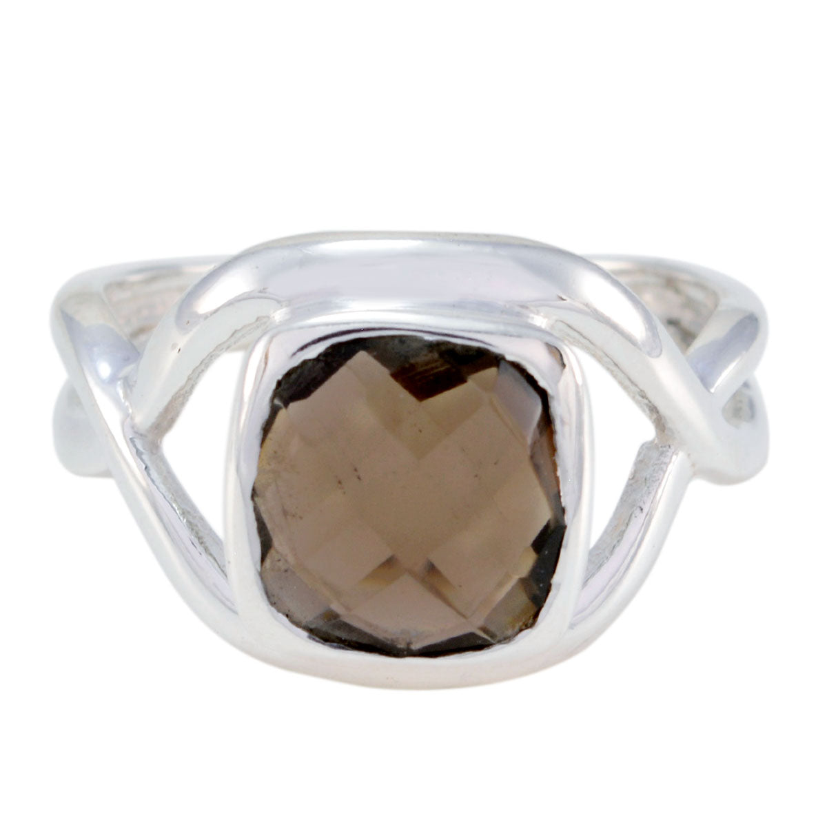 Ellie Brown Solitaire Ring Online with Sterling Silver smoky quartz Brown