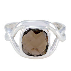 Ellie Brown Solitaire Ring Online with Sterling Silver smoky quartz Brown