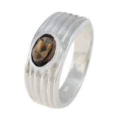 Addison Brown Solitaire Ring with Silver Band