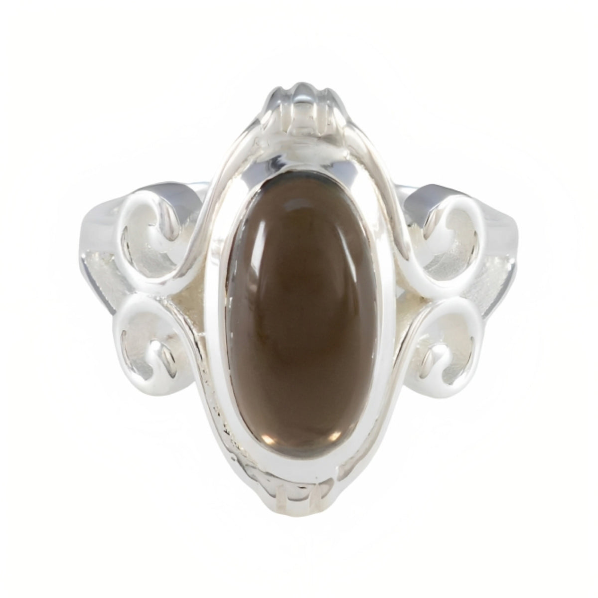 Kristine Glamorous Brown Solitaire Ring Smoky Quartz Brown