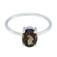 Naomi Romantic Brown Solitaire Ring Smoky Quartz Brown