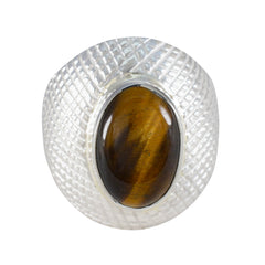 Aisha Brown Solitaire Ring with Tiger Eye Gemstone Tiger Eye Brown