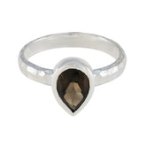 Saanvi brown solitaire ring with pear-shaped brown gemstone set in silver band