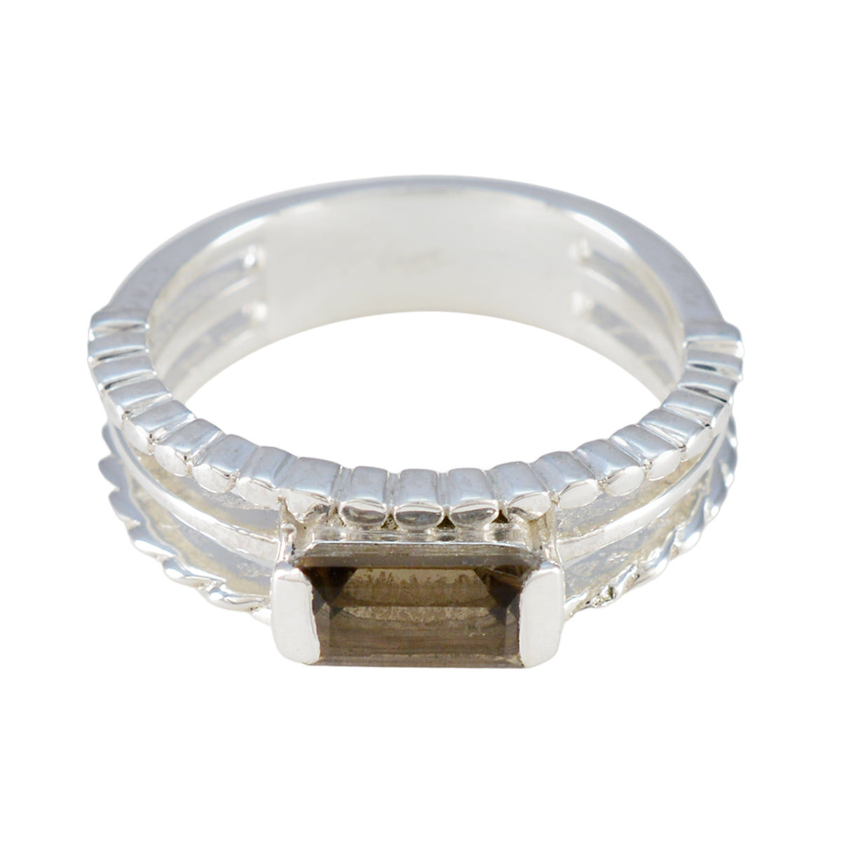 Bruna Sophisticated Brown Solitaire Ring Smoky Quartz Brown