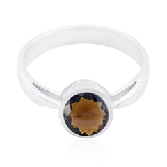 Agnes Sophisticated Brown Solitaire Ring smoky quartz Brown