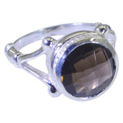 Anna Brown Solitaire Ring with Silver Band