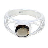Ines Brown Solitaire Ring in Sterling Silver smoky quartz Brown