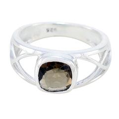 Ines Brown Solitaire Ring in Sterling Silver smoky quartz Brown