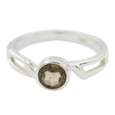Yan Brown Solitaire Ring Sterling Silver Gemstone smoky quartz Brown