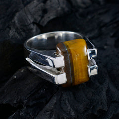 Eva Brown Solitaire Ring with Silver Band Stylish Design