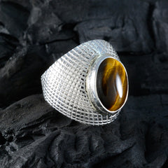 Aisha Brown Solitaire Ring with Tiger Eye Gemstone