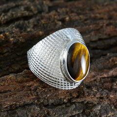 Aisha Brown Solitaire Ring with Tiger Eye Gemstone