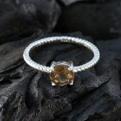 Angel Brown Solitaire Ring with Twisted Band Silver