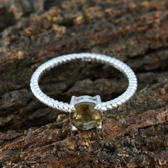 Angel Brown Solitaire Ring with Twisted Band Silver