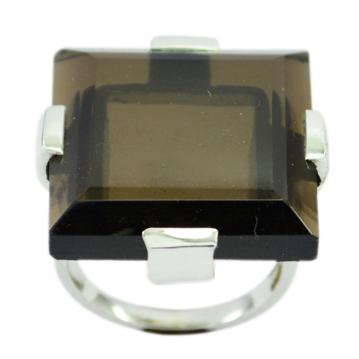 Addison Brown Solitaire Statement Ring with Gemstone smoky quartz Brown