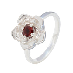 Bruna Floral Solitaire Ring with Red Gemstone