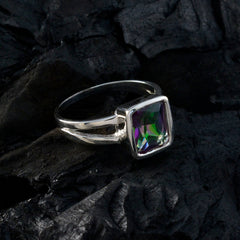 Cecilia Modern Multicolor Ring with Silver Band