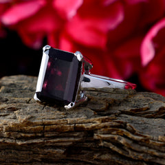 Chloe Red Solitaire Ring Elegant Gemstone Silver Band