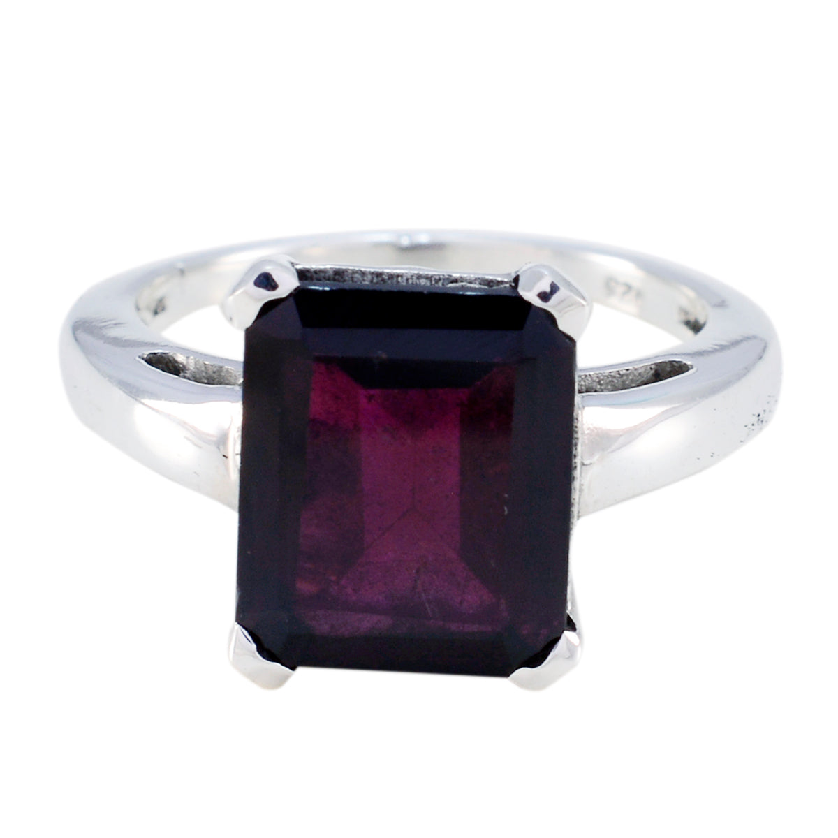 Chloe Red Solitaire Ring Elegant Gemstone Silver Band Garnet Red
