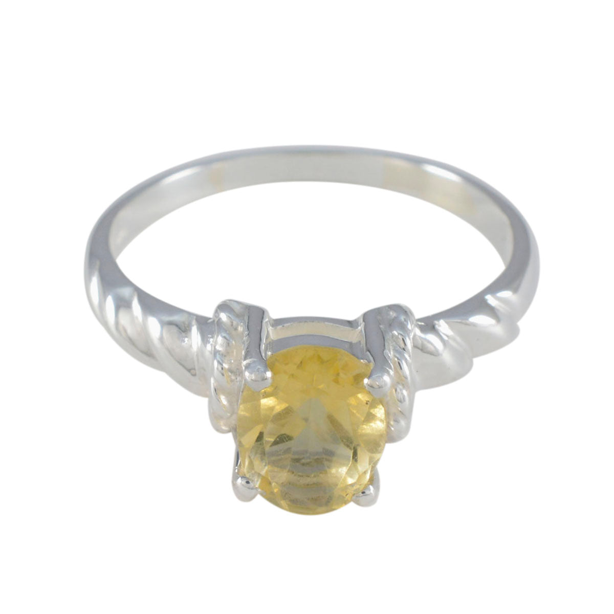 Chloe Solitaire Yellow Ring Sterling Silver Gemstone Citrine Yellow