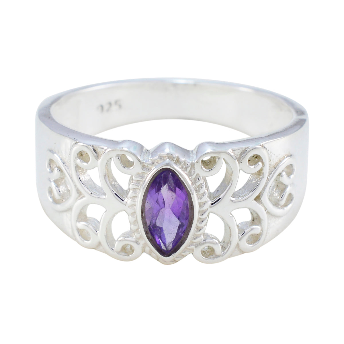 Noelia Claddagh Purple Gemstone Ring in Sterling Silver Amethyst Purple