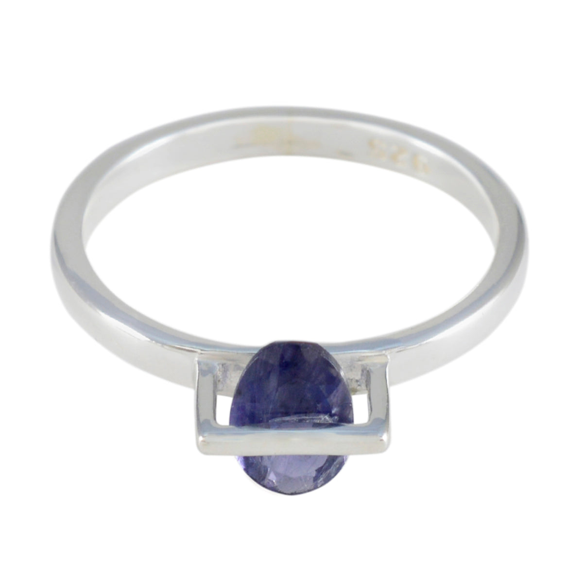 Clara Blue Solitaire Ring with Elegant Pear Gemstone Iolite Blue