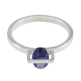 Clara Blue Solitaire Ring with Elegant Pear Gemstone Iolite Blue