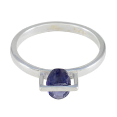 Clara Blue Solitaire Ring with Elegant Pear Gemstone Iolite Blue