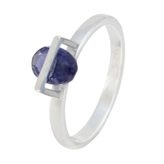 Clara Blue Solitaire Ring with Elegant Pear Gemstone