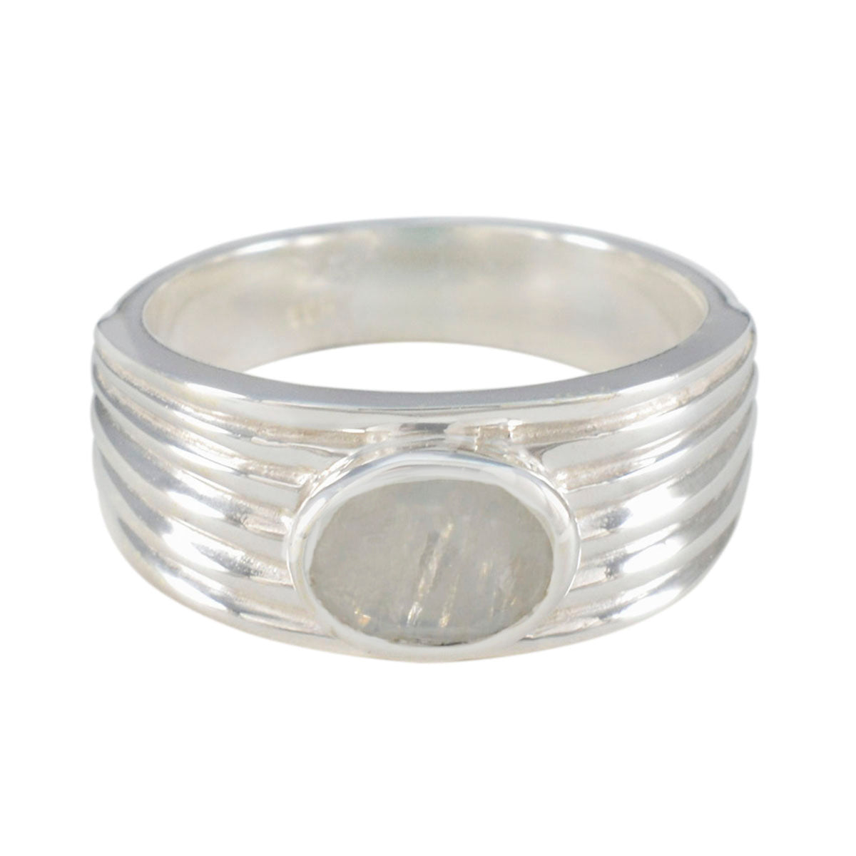 Clara Engagement White Solitaire Ring Rainbow Moonstone White